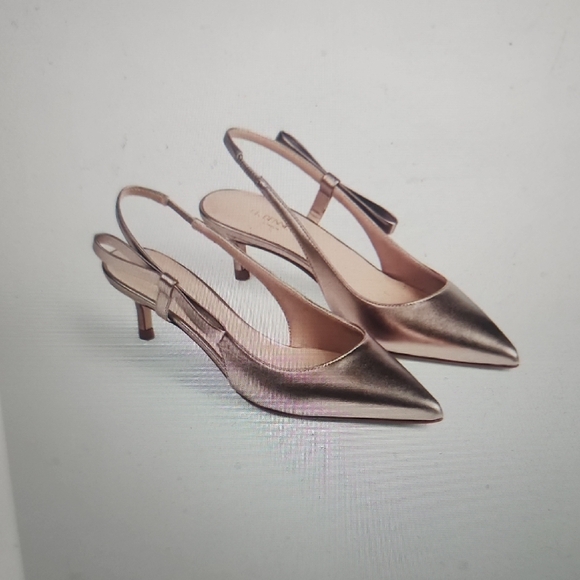 LK Bennett Barette Brown Leather Metallic  Slingback Heels Size 37 - Picture 1 of 7